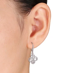 Lab-Created Moissanite Quatrefoil Leverback Drop Earrings (1 ct. t.w.) in Sterling Silver