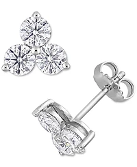 Lab-Created Moissanite Trillium Cluster Stud Earrings (2-1/6 ct. t.w.) in Sterling Silver