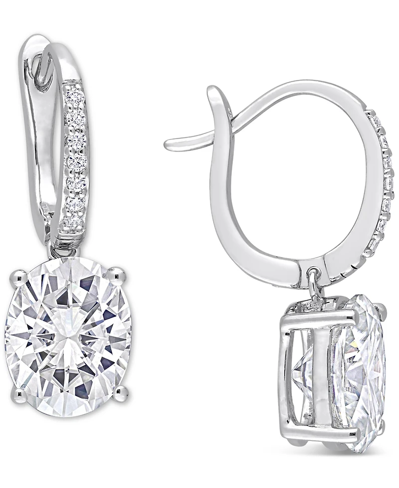 Lab-Grown Moissanite Oval Leverback Drop Earrings (5-1/5 ct. t.w.) in Sterling Silver