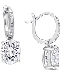 Lab-Grown Moissanite Oval Leverback Drop Earrings (5-1/5 ct. t.w.) in Sterling Silver