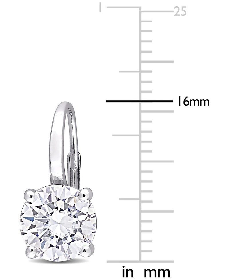 Lab-Grown Moissanite Solitaire Leverback Earrings (4 ct. t.w.) in 14k White Gold