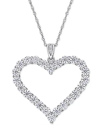 Lab-Grown Moissanite Heart 18" Pendant Necklace (2-2/5 ct. t.w.) in Sterling Silver