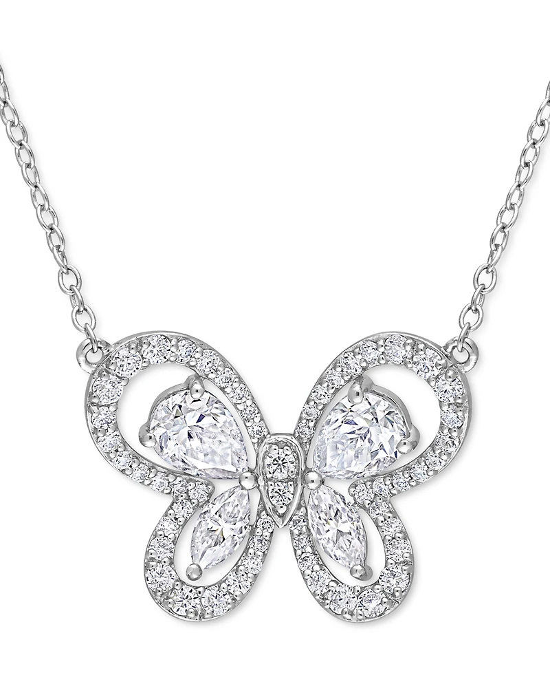 Lab-Grown Moissanite Butterfly 18" Pendant Necklace (1-3/4 ct. t.w.) in Sterling Silver