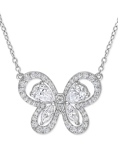 Lab-Grown Moissanite Butterfly 18" Pendant Necklace (1-3/4 ct. t.w.) in Sterling Silver