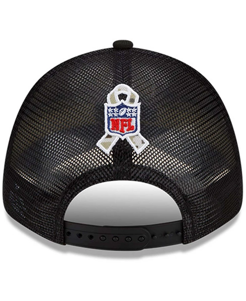 Men's Black-Camouflage Buffalo Bills 2021 Salute To Service Trucker 9FORTY Snapback Adjustable Hat
