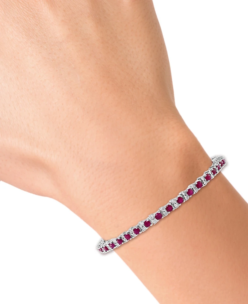 Effy Sapphire (3-7/8 ct. t.w) & Diamond (1/4 t.w.) Tennis Bracelet Sterling Silver (Also available Emerald and Ruby)