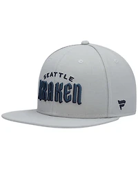 Men's Gray Seattle Kraken Wordmark Logo Snapback Hat