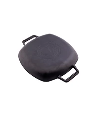 Victoria 10in Square Grill Pan with Double Loop Handles, Seasoned