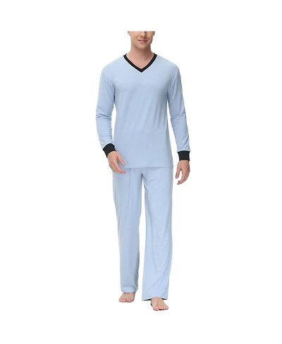 Ink+Ivy Men's Heat retaining Two Piece V-Neck & Lounge Pants Pajama Set