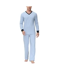 Ink+Ivy Men's Heat retaining Two Piece V-Neck & Lounge Pants Pajama Set