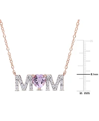 Rhodolite Garnet (4/5 ct. t.w.) & Diamond (1/10 Mom 18" Pendant Necklace 18k Gold-Plated Sterling Silver