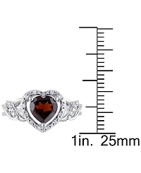 Rhodolite Garnet (1-3/8 ct. t.w.) & Diamond (1/10 Heart Ring Sterling Silver