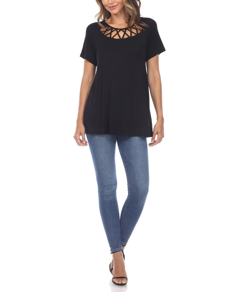 Women's Crisscross Cutout Short Sleeve Top