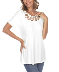 Women's Crisscross Cutout Short Sleeve Top