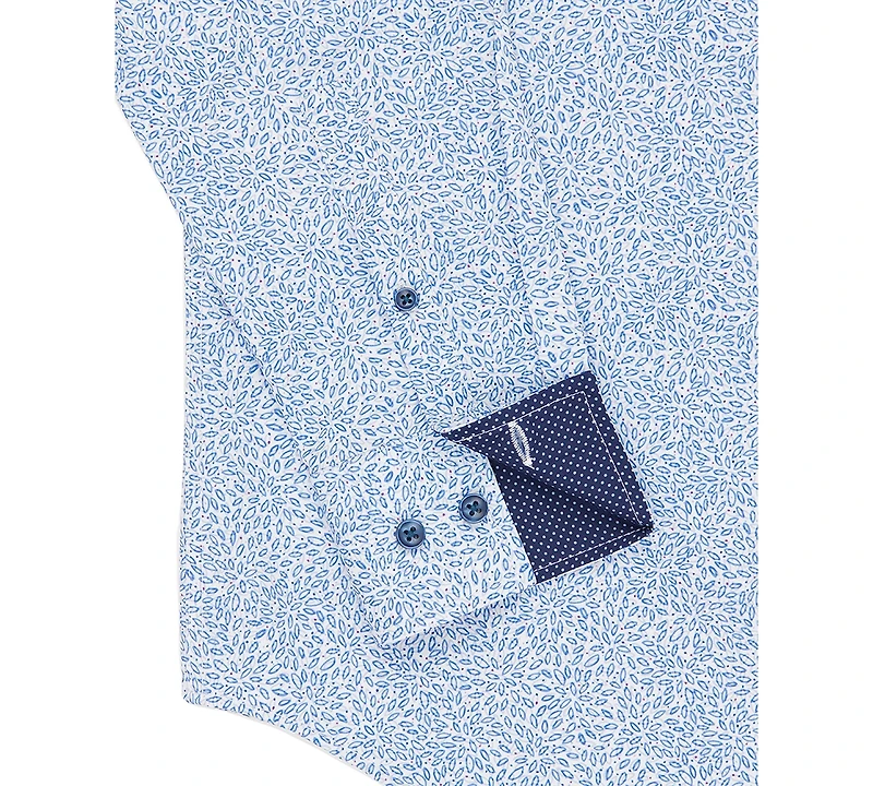 Men's Recycled Slim Fit Floral 4-Way Stretch Performance Dress Shirt