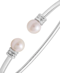 Cultured Freshwater Pearl (7mm) Flex Bangle Bracelet in Sterling Silver