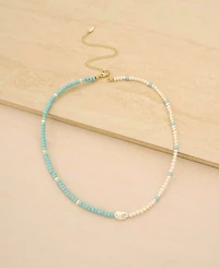Ettika Easy Beach Day Turquoise And Pearl Necklace
