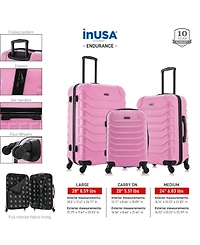 InUSA Endurance Lightweight Hardside Spinner Luggage Set, 3 piece
