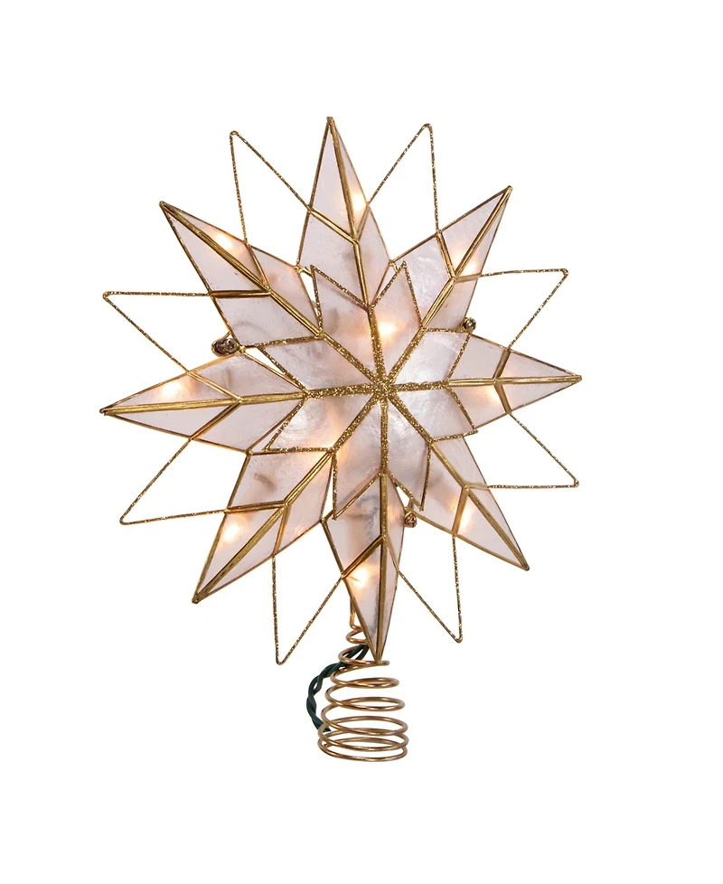 Kurt Adler 9.65" Ul 10-Light 8-Point Capiz Star Lighted Tree Topper