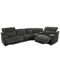 Sebaston 5-Pc. Fabric Sectional with 2 Power Motion Recliners and 1 Usb Console, Created for Macy's