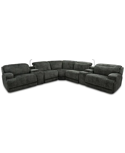 Sebaston -Pc. Fabric Sectional with 2 Power Motion Recliners and Usb Consoles