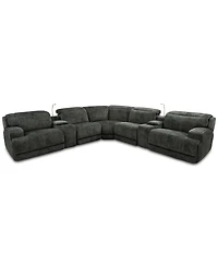 Sebaston -Pc. Fabric Sectional with 2 Power Motion Recliners and Usb Consoles