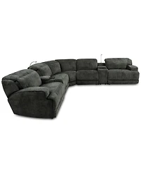 Sebaston -Pc. Fabric Sectional with 2 Power Motion Recliners and Usb Consoles