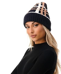 Marcus Adler Women's Cozy Plaid Beanie with Cuff Detail