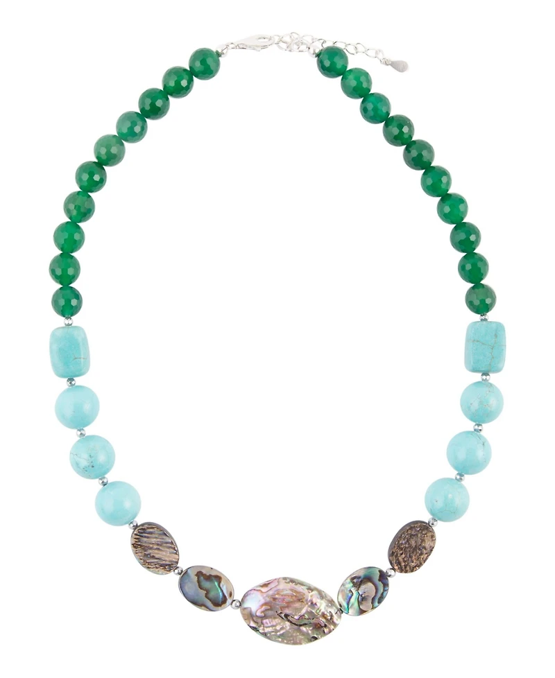 Barse Women's Lush Genuine Stone One Row Beaded Necklace