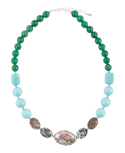 Barse Women's Lush Genuine Stone One Row Beaded Necklace
