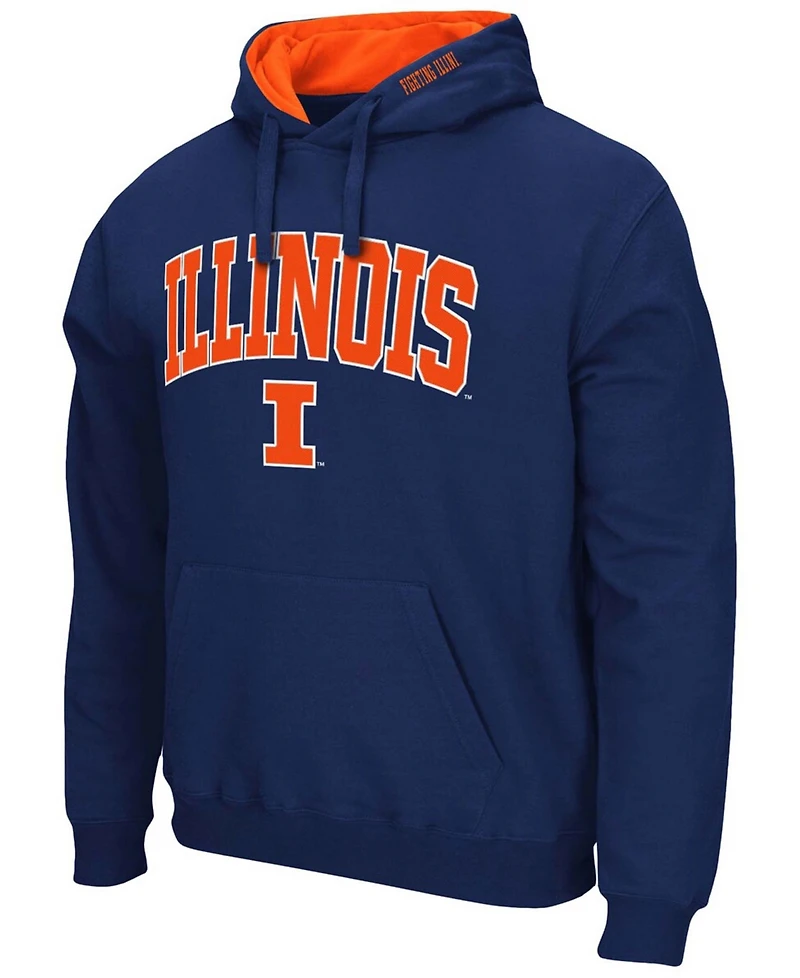 Men's Colosseum Illinois Fighting Illini Arch and Logo 3.0 Pullover Hoodie