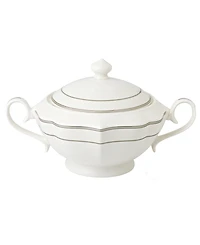 Lorren Home Trends La Luna Collection Bone China Soup Tureen and Lid, Lace Design