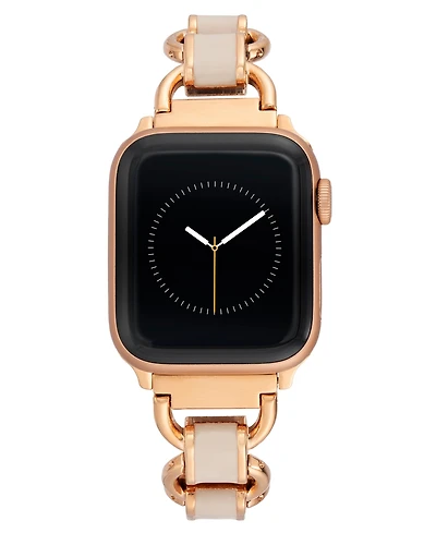 Anne Klein Women's Rose Gold-Tone Alloy Metal and Blush Enamel Link Bracelet designed for Apple Watch 42mm (Series 1-3 only) & 44/45/46/49mm (Ultra