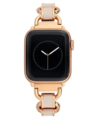 Anne Klein Women's Rose Gold-Tone Alloy Metal and Blush Enamel Link Bracelet designed for Apple Watch 42mm (Series 1-3 only) & 44/45/46/49mm (Ultra
