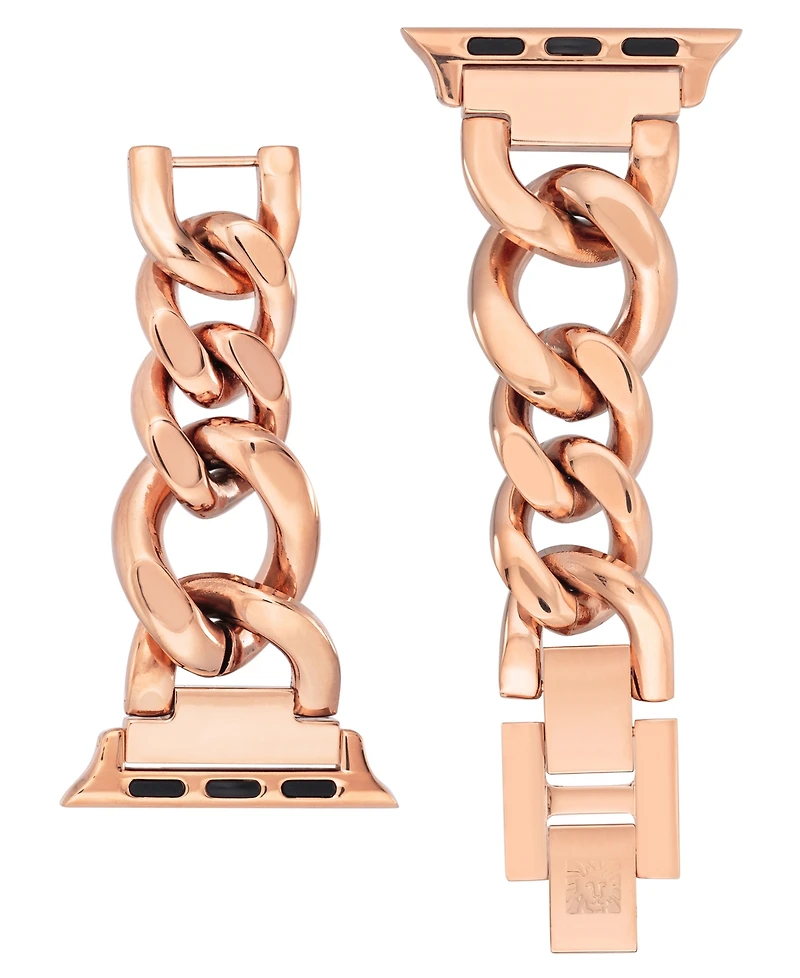 Anne Klein Women's Rose Gold-Tone Alloy Metal Chain Link Bracelet designed for Apple Watch 42mm (Series 1-3 only) & 44/45/46/49mm (Ultra & Ultra 2)