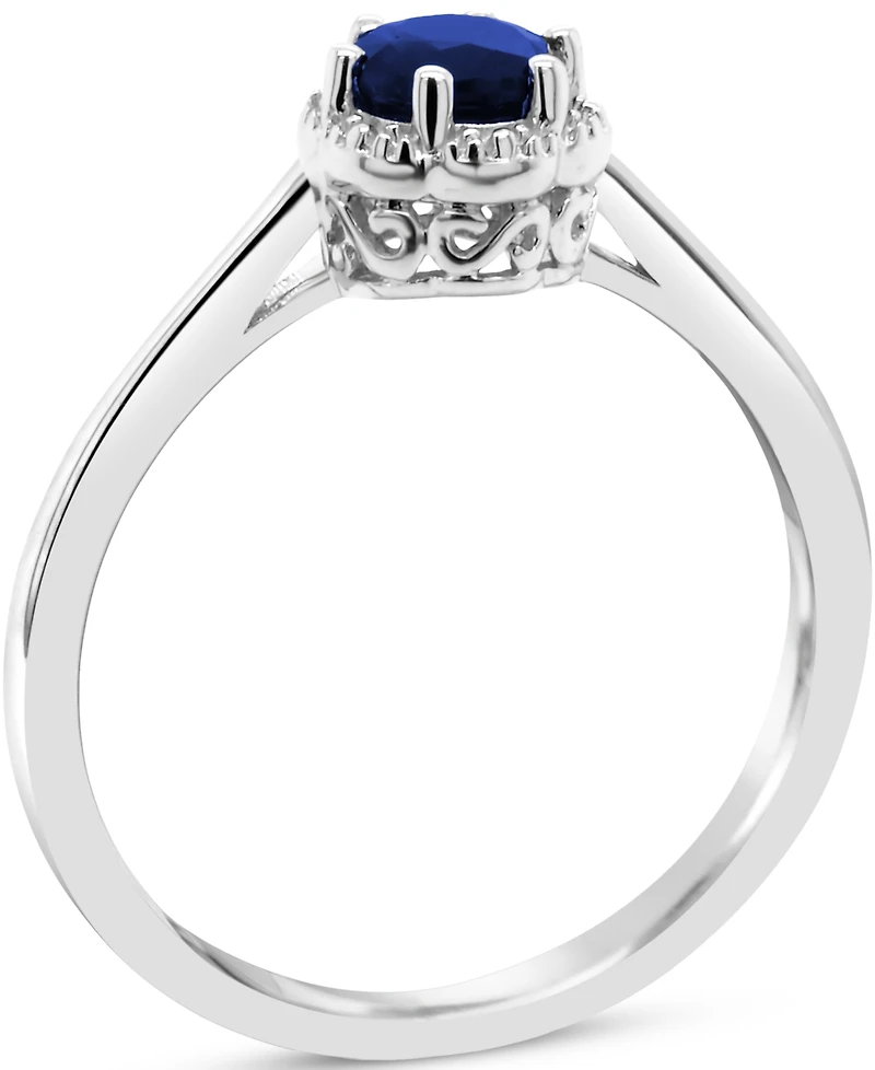 Emerald Six Prong Solitaire Ring (5/8 ct. t.w.) Sterling Silver (Also Ruby & Sapphire)