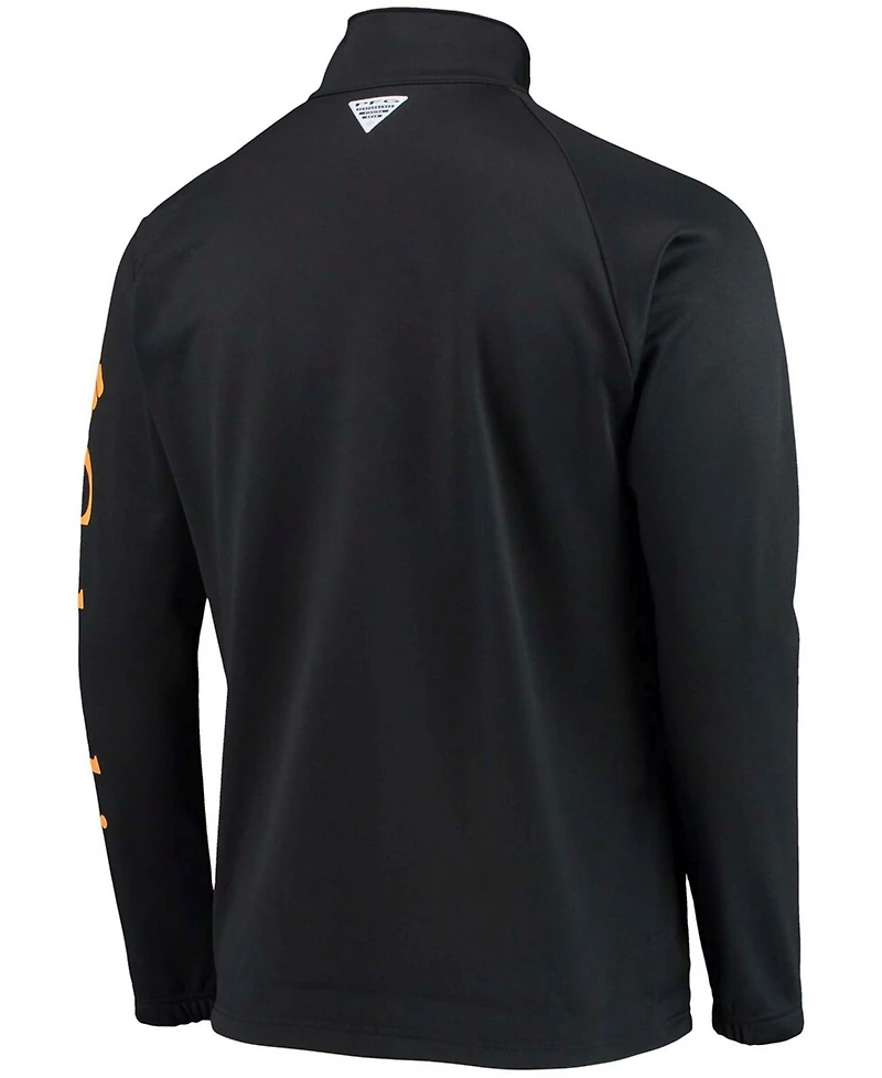 Men's Black Virginia Tech Hokies Terminal Tackle Fleece Raglan Omni-Shade Quarter-Zip Jacket