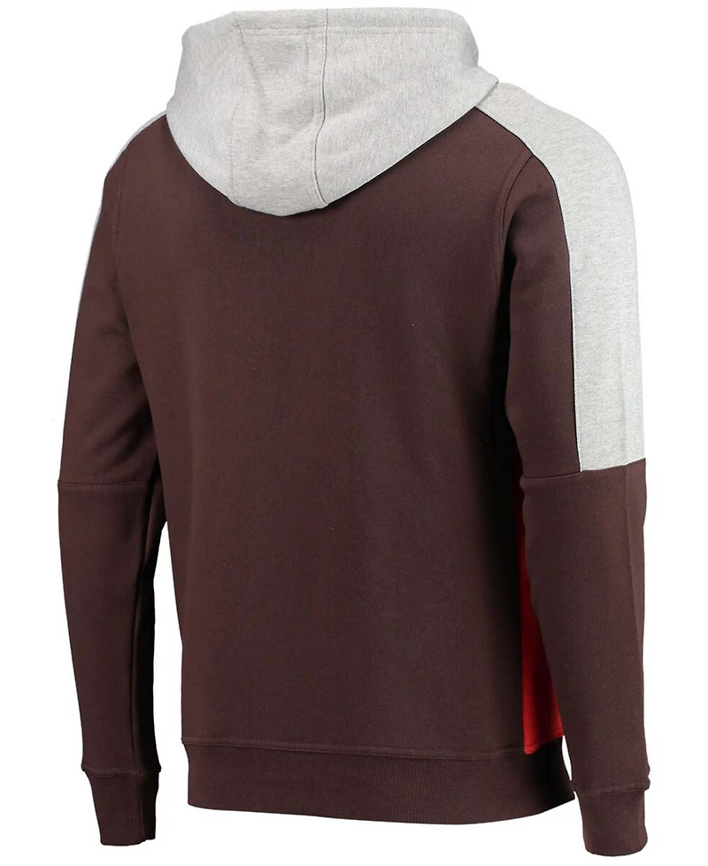 Men's Brown, Orange Cleveland Browns Playoffs Color Block Full-Zip Hoodie