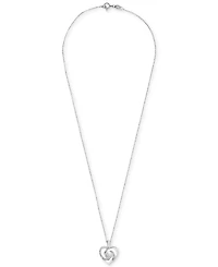 Cultured Freshwater Pearl (6mm) & Diamond Accent Swirl Heart 18" Pendant Necklace in Sterling Silver