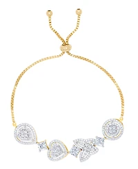 Cubic Zirconia Multi Shape Adjustable Bracelet Fine Gold Plate, Rose Plate or Silver