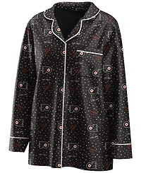 Women's Black Philadelphia Flyers Long Sleeve Button-Up Shirt Pants Sleep Set