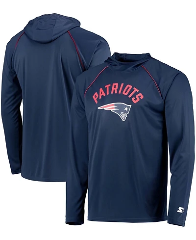 Men's Navy New England Patriots Raglan Long Sleeve Hoodie T-shirt