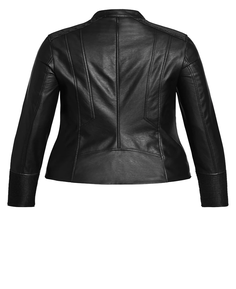 City Chic Plus Size Ribbed Biker Jacket