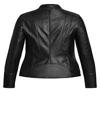 City Chic Plus Size Ribbed Biker Jacket