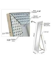 Empire Art Direct Solid Wood Frame Covered with Beveled Prism Mirror - 64" x 18"