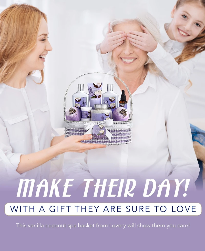 Lovery 9 Piece Home Spa Lavender Coconut Body Care Gift Set