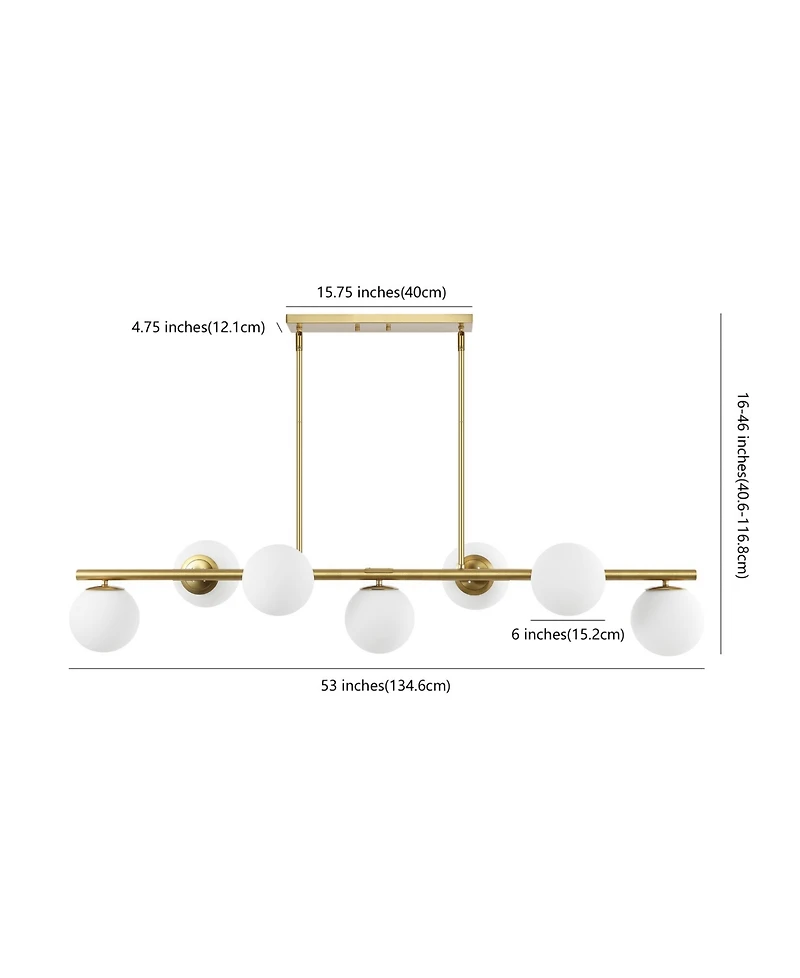Luca Parisian 7-Light Modern Glam Iron Globe Linear Led Pendant