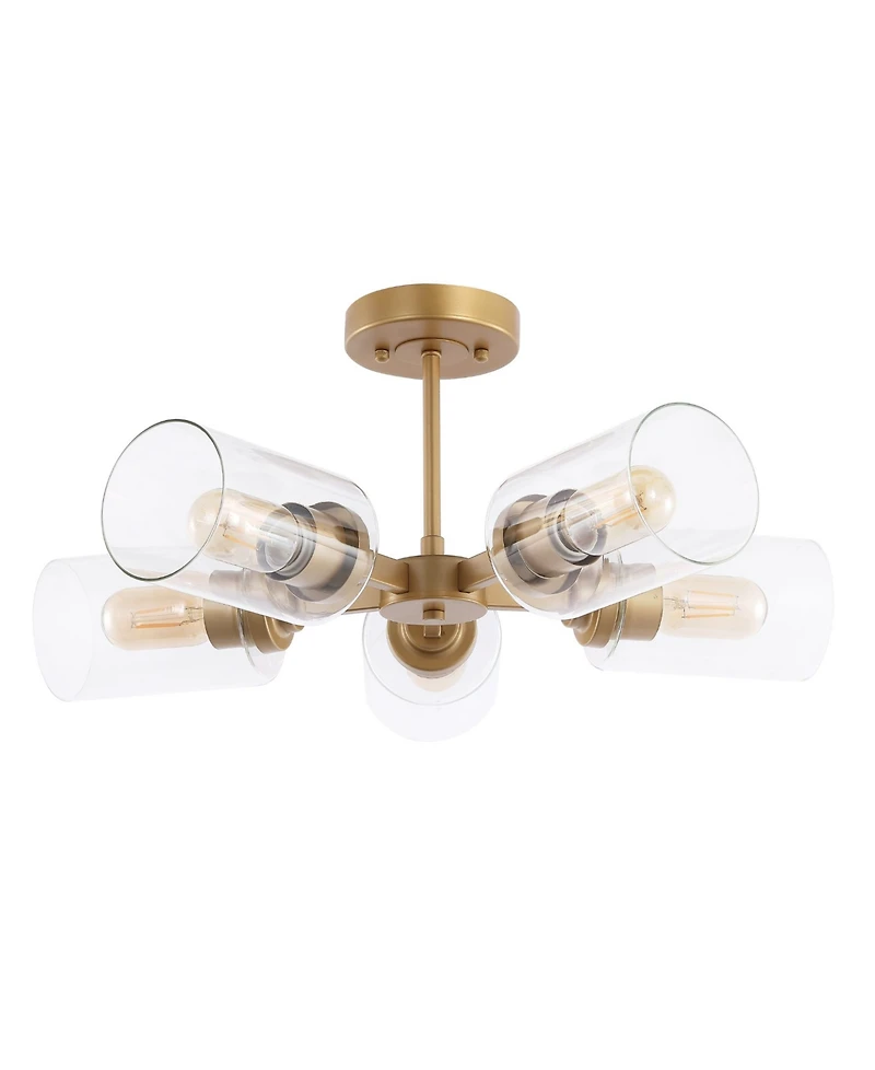 Jaynie 5-Light Farmhouse Industrial Iron Cylinder Led Semi Flush Mount
