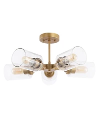Jaynie 5-Light Farmhouse Industrial Iron Cylinder Led Semi Flush Mount
