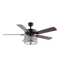 Paolo 3-Light Farmhouse Industrial Iron Scroll Drum Shade Led Ceiling Fan with Remote